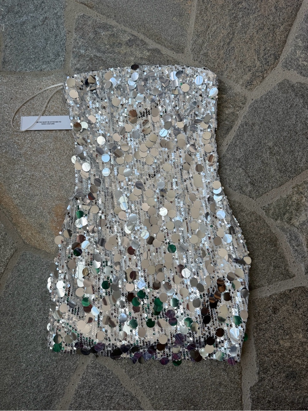 Princess Polly silver Sequin Strapless Dress